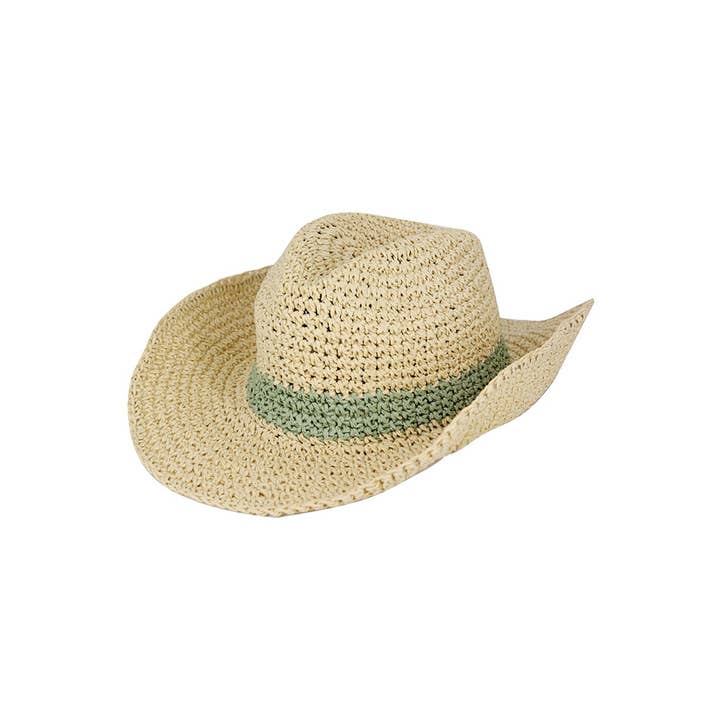 Hana - Wholesale Cowboy Hat - Women's - Two Ways Shapes Two Tone Straw Cowboy Hat