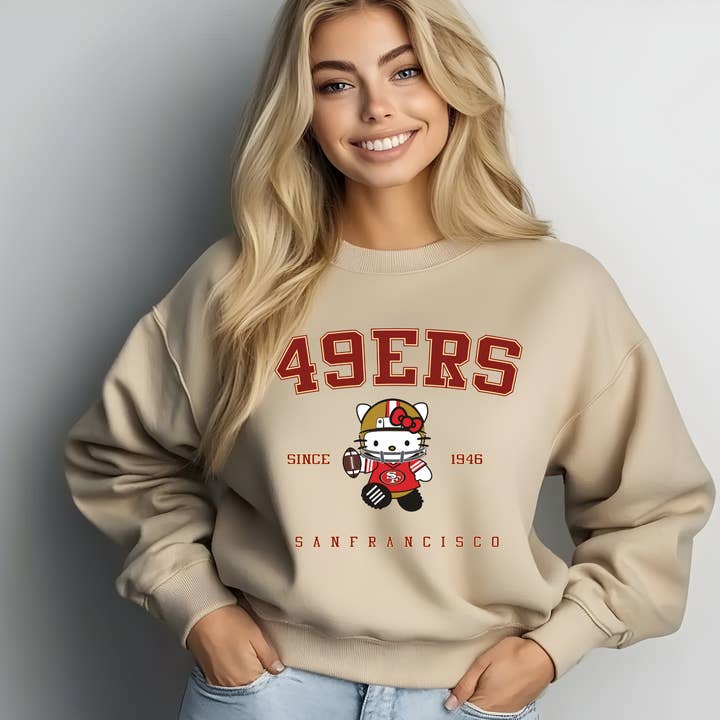 49ers Hello Kitty Crewneck Sweatshirt for wholesale by Facing West