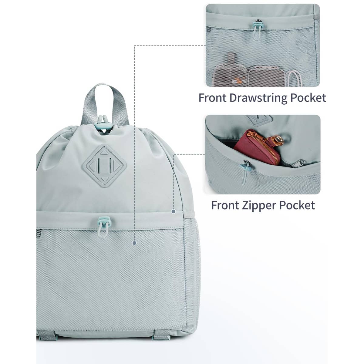 wandf - Vente Sac à cordon de serrage – unisexe - Sac à dos de sport avec cordon de serrage et sangle pour tapis de yoga60