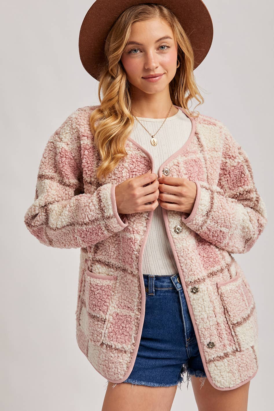 Bluivy – wholesale Jacket – Women's – SNAP BUTTON UP ROUND NECK JACKET1