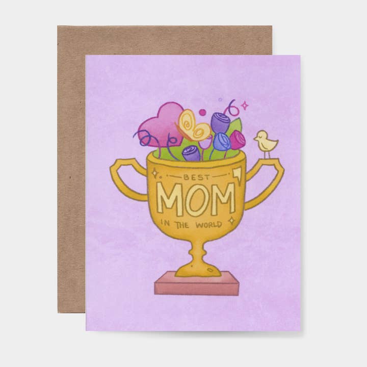 Bring Aloha - Venta al por mayor Tarjetas del Día de la Madre - Tarjeta de felicitación con el trofeo a la mejor mamá del mundo