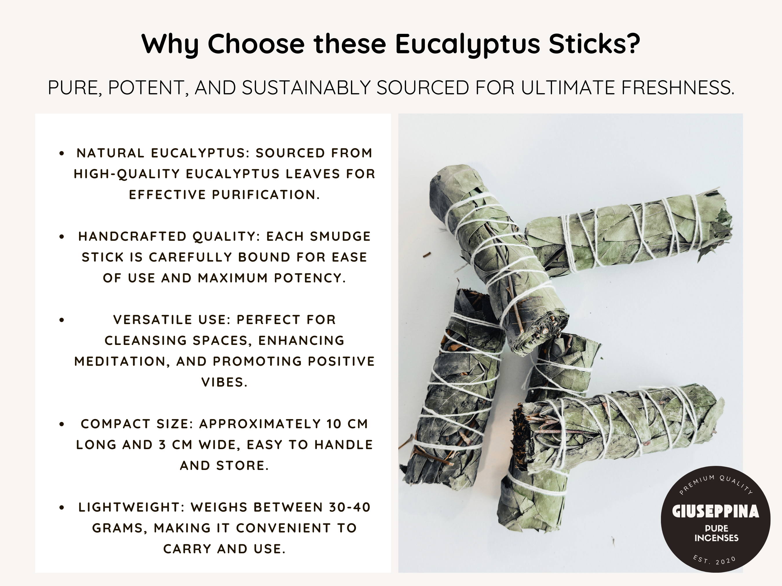 Giuseppina Shop – wholesale Salviabunt – Eukalyptus och Sage Rökelsepinne – Naturlig Rening6