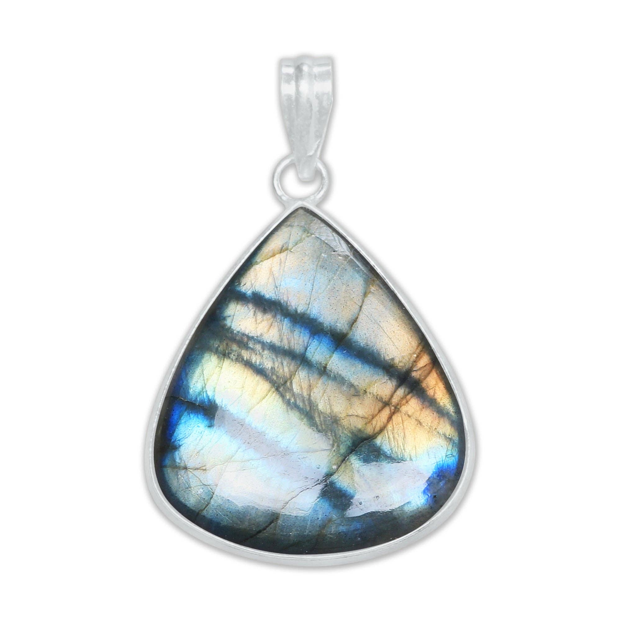 Handmade Jewels - Wholesale Individual Charm/Pendant - Labradorite Minimalist Pendants -  Handmade, Silver-Plated Brass, Wholesale30