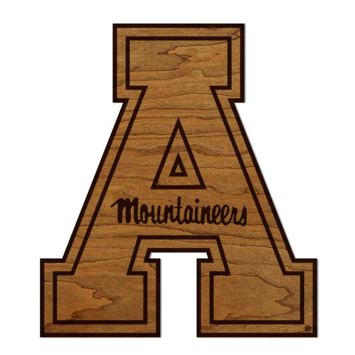 Tenture murale avec logo Block A de l'Université d'État des Appalaches - Fabriquée en bois de cerisier ou d'érable - App State Mountaineers pour la vente par LazerEdge