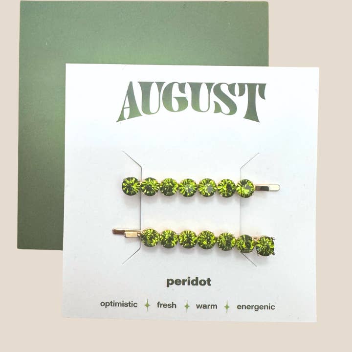 Épingles à cheveux avec pierre de naissance d'août pour la vente par Ellipsis Goods