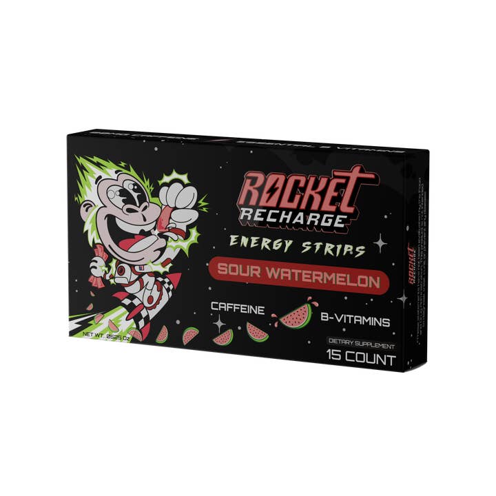 Bandelettes sublinguales à la pastèque Rocket Recharge Sour (10 unités) pour la vente par PharmaStrip USA