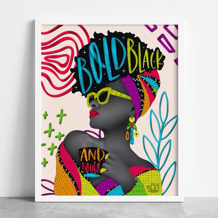 Bold, Black and Bougie Paper Print for wholesale by Kiiing & Co. Designs