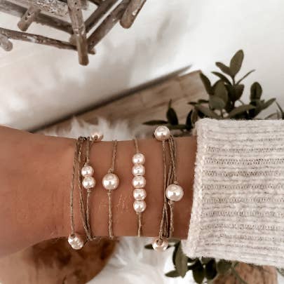 NATURE ET LIN - Wholesale Armband met kralen - DOUBLE PERLES - Armband van linnen en parel gemaakt in Frankrijk7