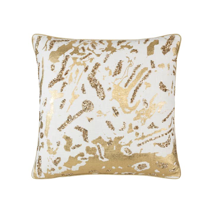 Cloud 9 Design - Wholesale Throw/Decorative Pillow - Ella Ivory and Gold Foil Pillow