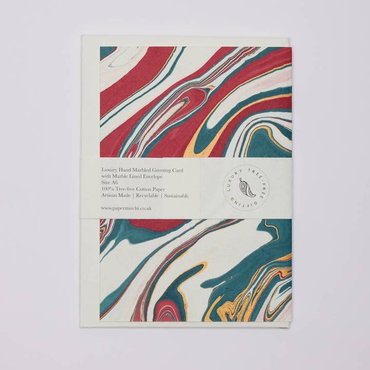 Paper Mirchi - Wholesale Christmas Card - Hand Marbled Greeting Card - Free Spirit Festive Mix4