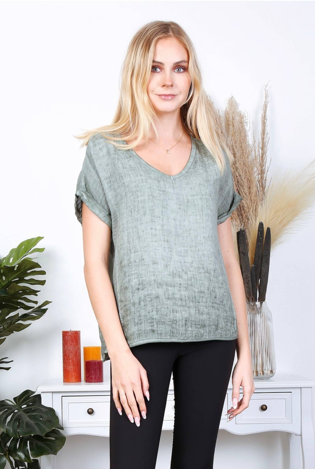 LÉA & LUC - Vente T-shirt – femme - T-Shirt texturé en 100% lin REF. 65119