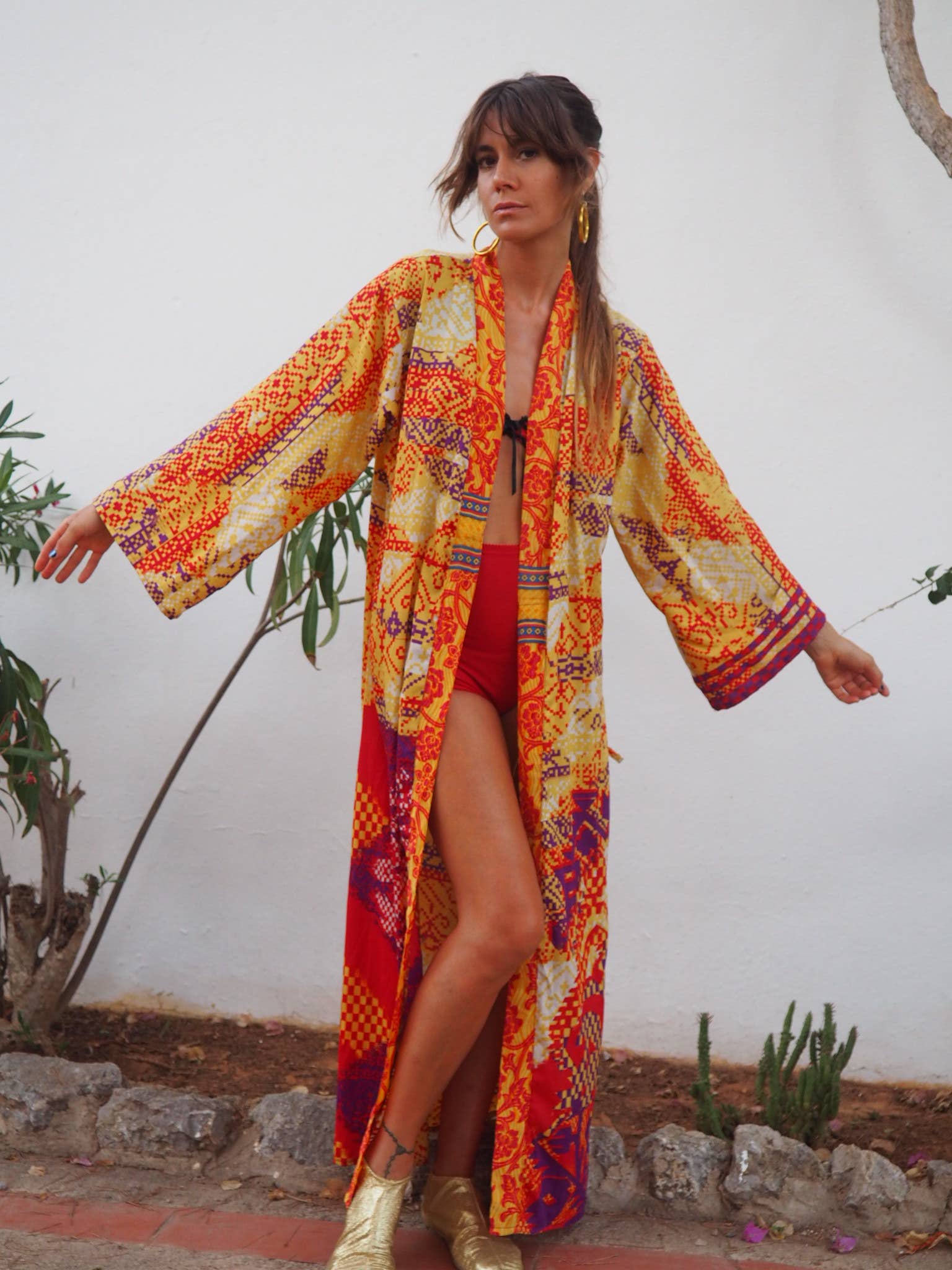 Vagabond Ibiza - Wholesale Kimono - Women's - The Kardash Kimono Long – Up-cycled Vintage Sari Kimono 1