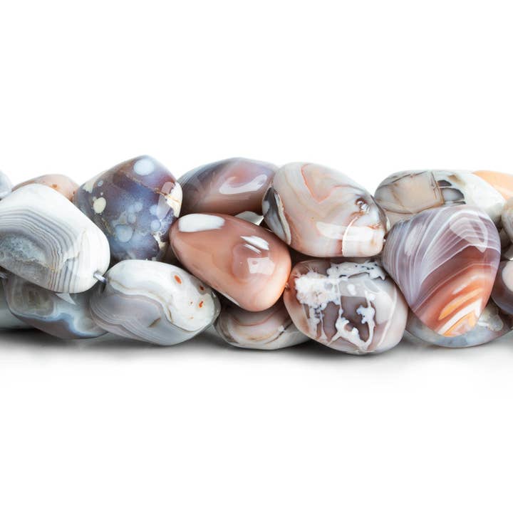Nuggets simples en agate du Botswana 16 pouces 18 perles pour la vente par The Bead Traders
