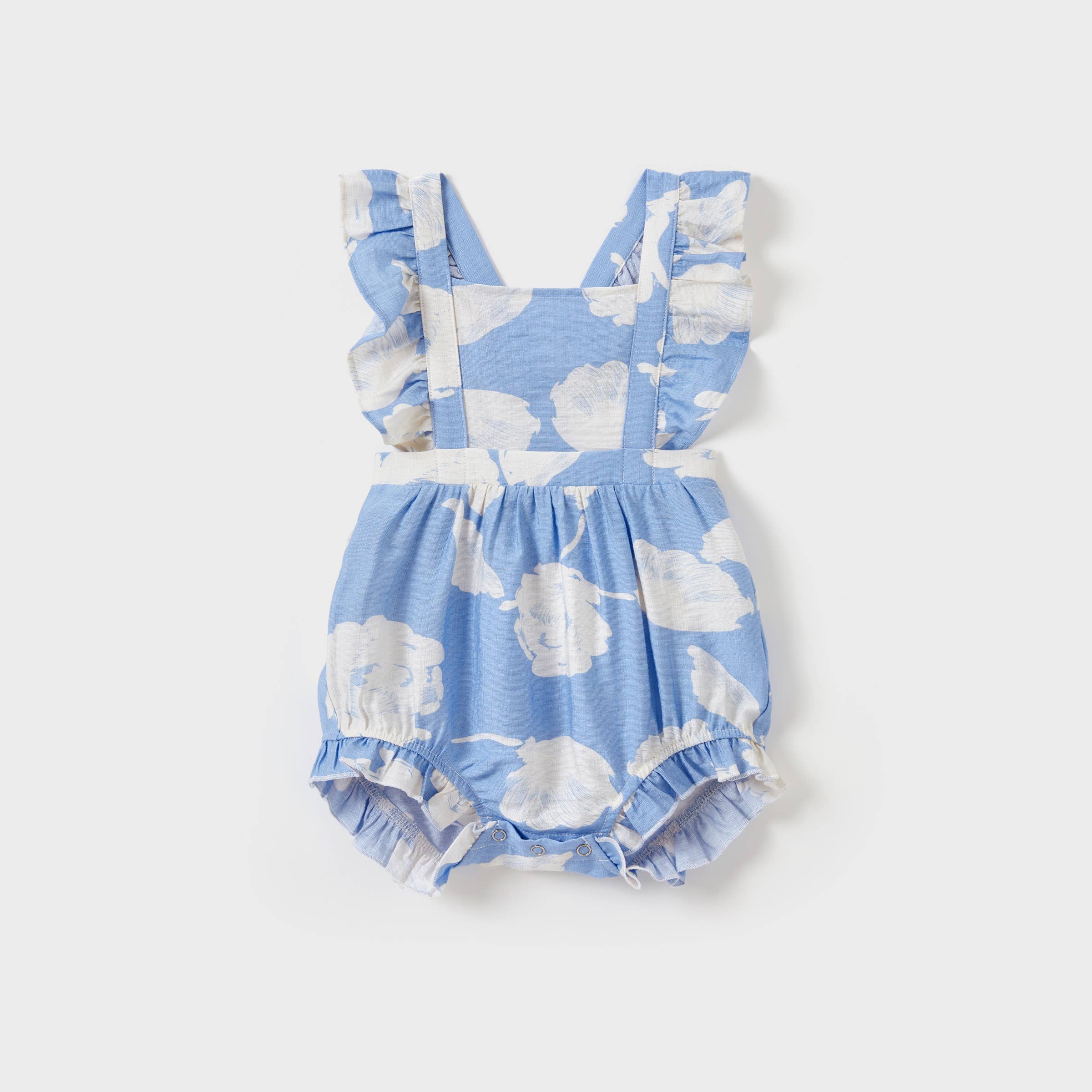 Azul Camiseta de algodón azul a juego para la familia o vestido con mangas de volantes. de venta al por mayor en Faire0