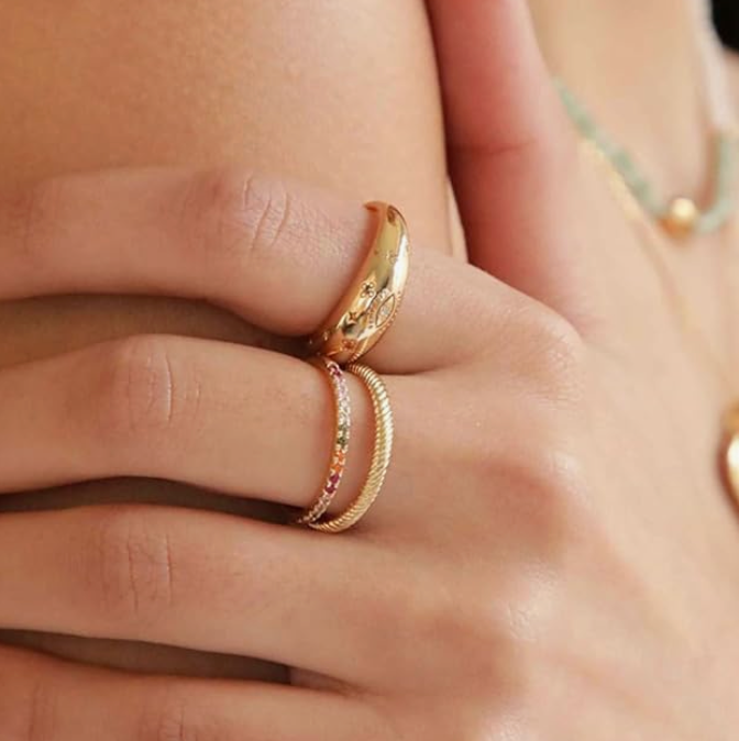 HoopLa - Wholesale Band/Stacked Ring - Evil Eye Dome Stacking Ring- Galaxy Confetti Ring6