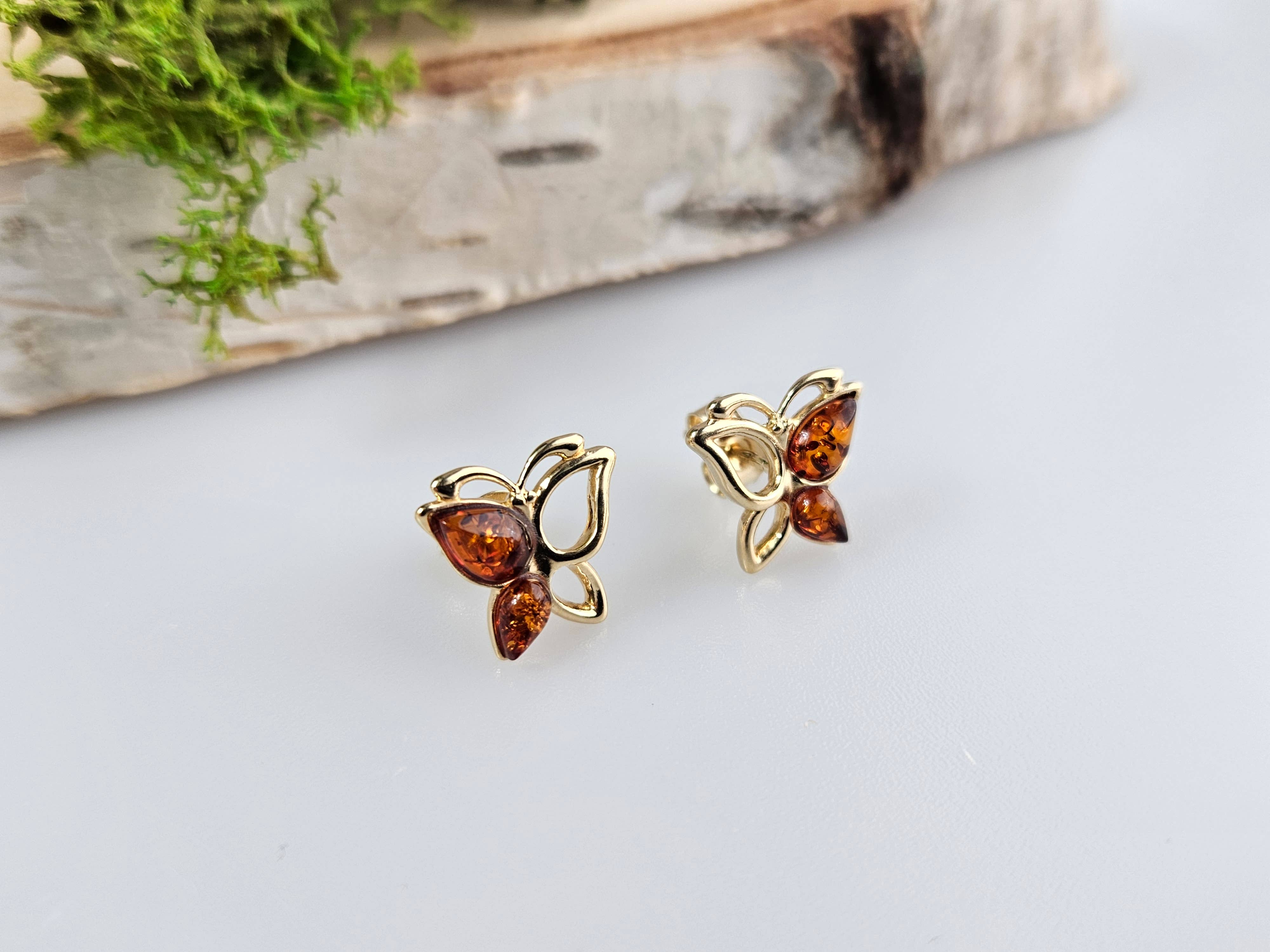 AmberLithuania - Wholesale Stud/Post Earrings - Gold earrings, butterly stud in Silver jewelry accesories4