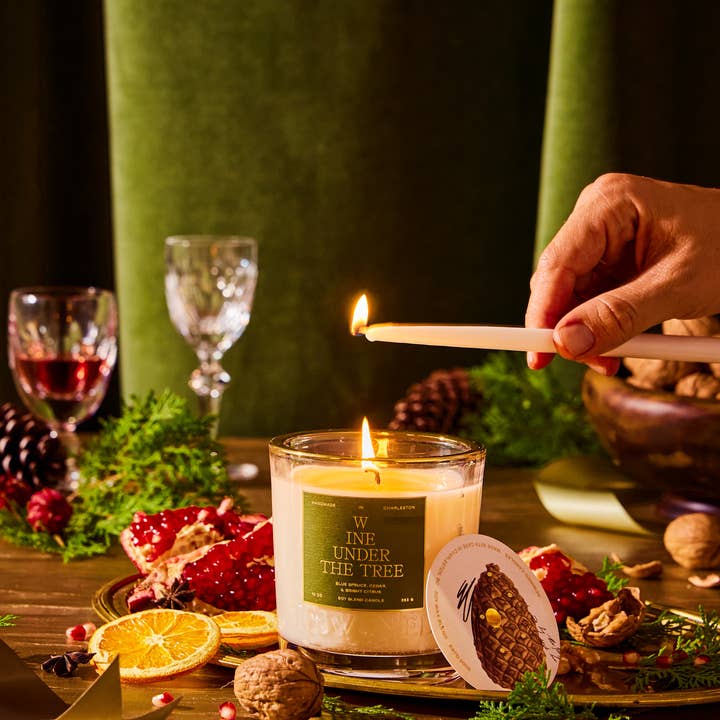 Rewined - Wholesale Jar/Filled Candle - Rewined Wine Under The Tree Holiday Candle 10 oz
