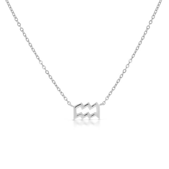 Aquarius Zodiac Silver Necklace for wholesale by Hey Harper