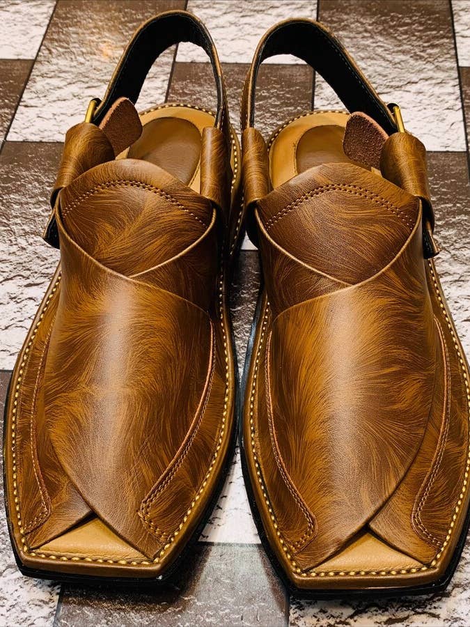 Peshawari Chappal, bedruckte Ledersandalen für Herren für den Großhandel von vintarust