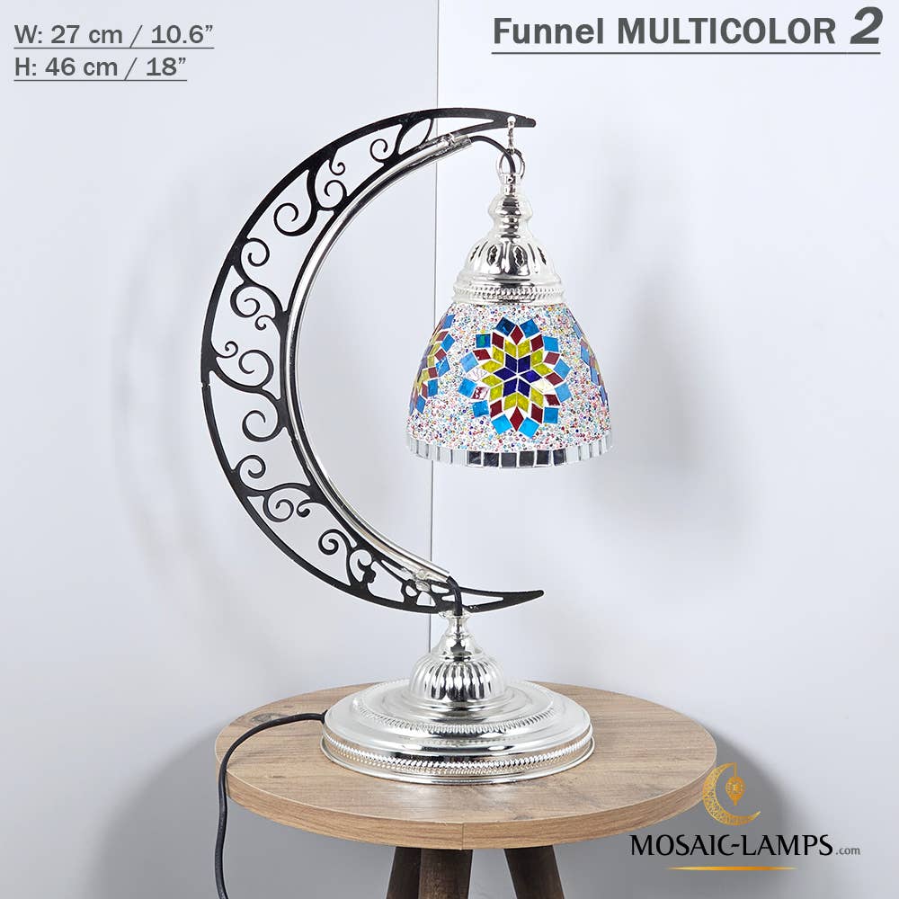 Mosaic Lamps - Vendita all'ingrosso Lampada da scrivania/d'accento - Lampada da scrivania Turkish Moon in argento, luci ad arco marocchine, Murano C18