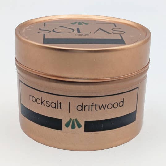 Rocksalt Driftwood Scented Candle Travel Tin, 10cl for wholesale by SÒLAS Home
