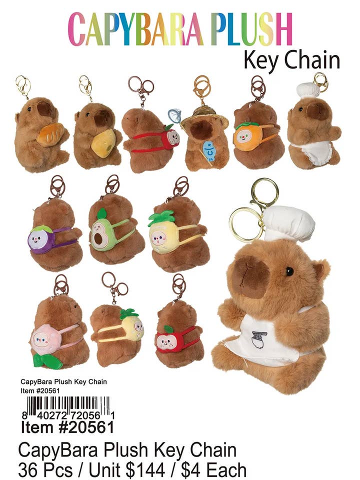 CapyBara Plush Keychain . for wholesale by Puka Creations
