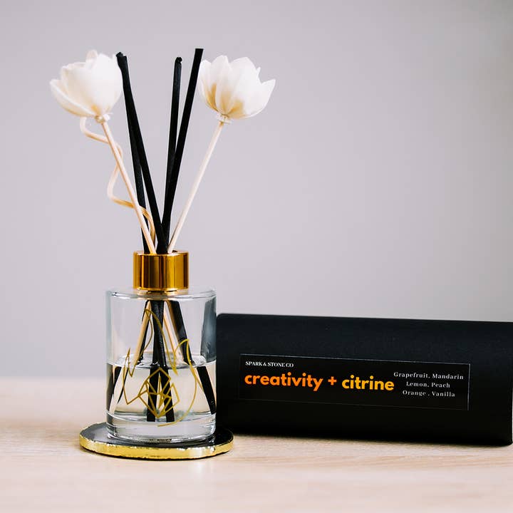 Creativity + Citrine Reed Diffuser for wholesale by Spark & Stone Co