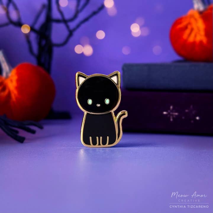 Meow Amor Creative - Wholesale Lapel Pin/Button - Black Cat Enamel Pin1