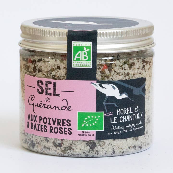 Guérande IGP Salt with Organic Peppers - 150 g box for wholesale by L'atelier du sel - Morel & Le Chantoux
