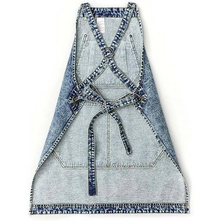 NINEXIS - Wholesale Apron - CWMM1825_Denim Wash Multi-Functional Apron For Home Work2