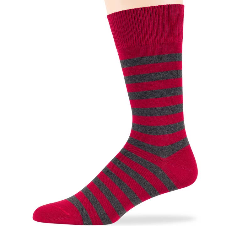 7Bigstars Kingdom - Wholesale Socks - Men's - Men's Cotton Argyle Crew Socks - 6 Pack - Red, Black