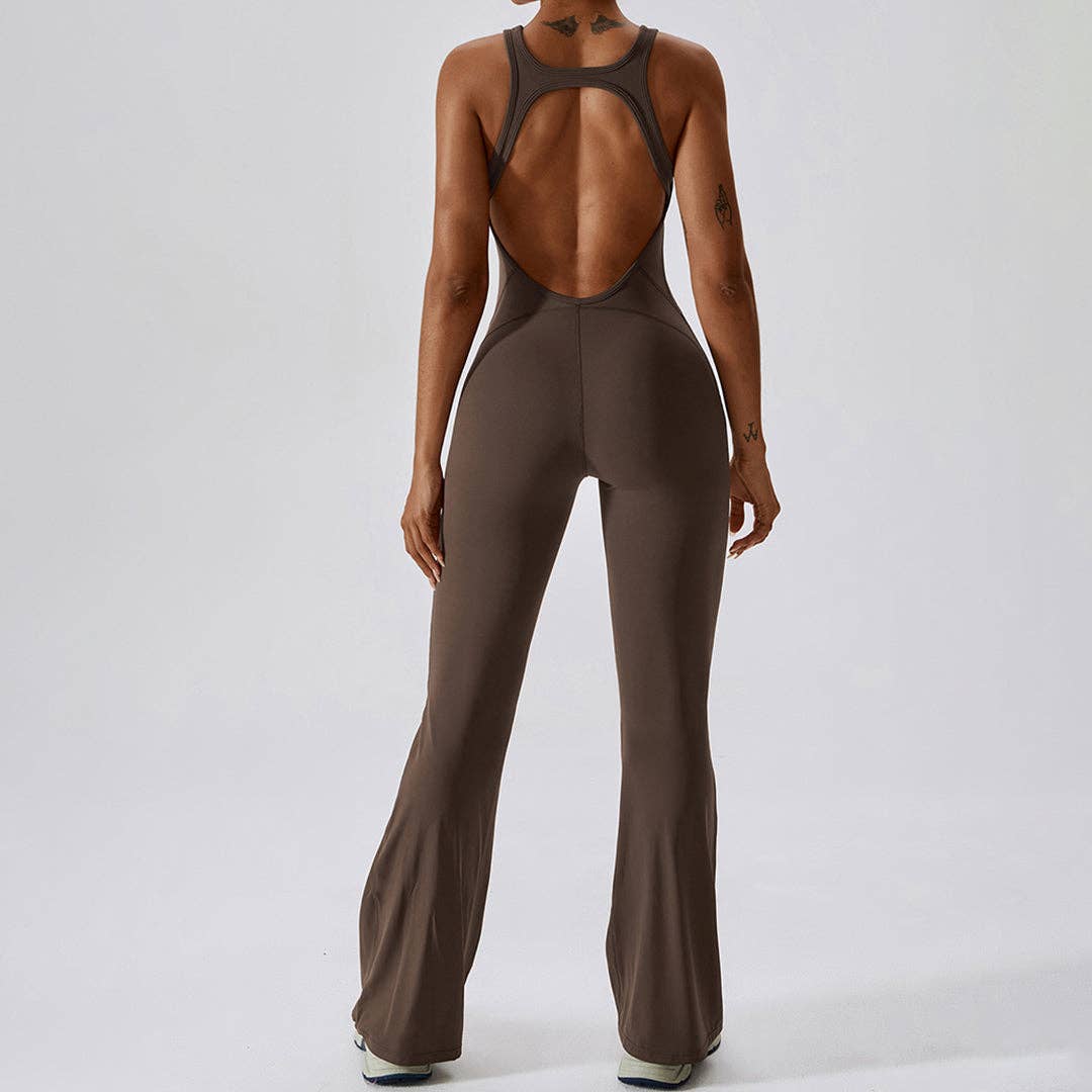 WONDERXFANS - Wholesale Jumpsuit - Women's - Solid flared trousers cutout back jumpsuit14