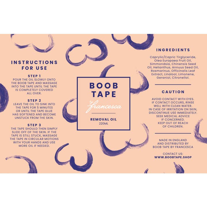 Olja för borttagning av bröstband för wholesale av Boob Tape by Francesca