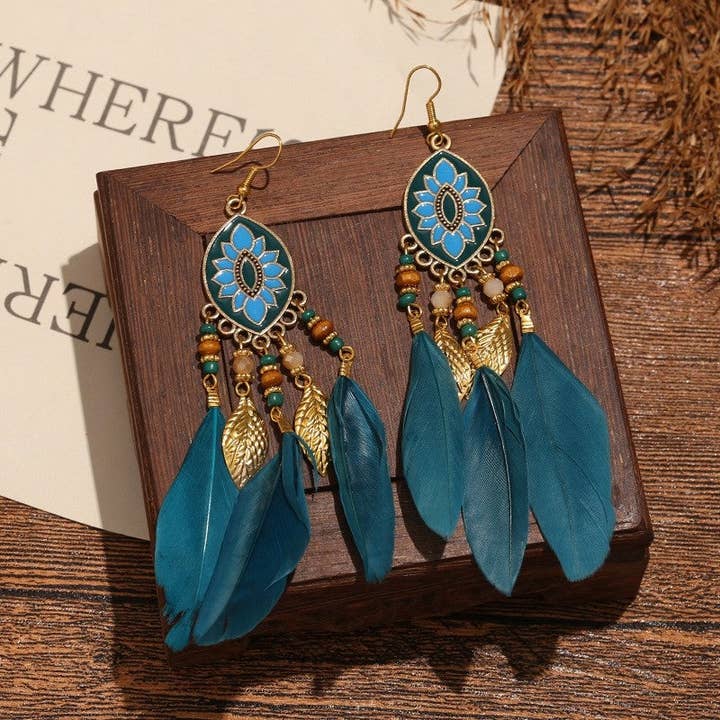 liqubit - Wholesale Dangle Earrings - Bohemian Feather Ear Hook6