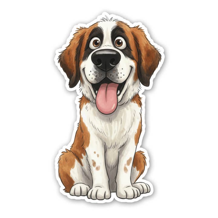 Happy Paws - Saint Bernard sticker for wholesale by Sticker Atlas