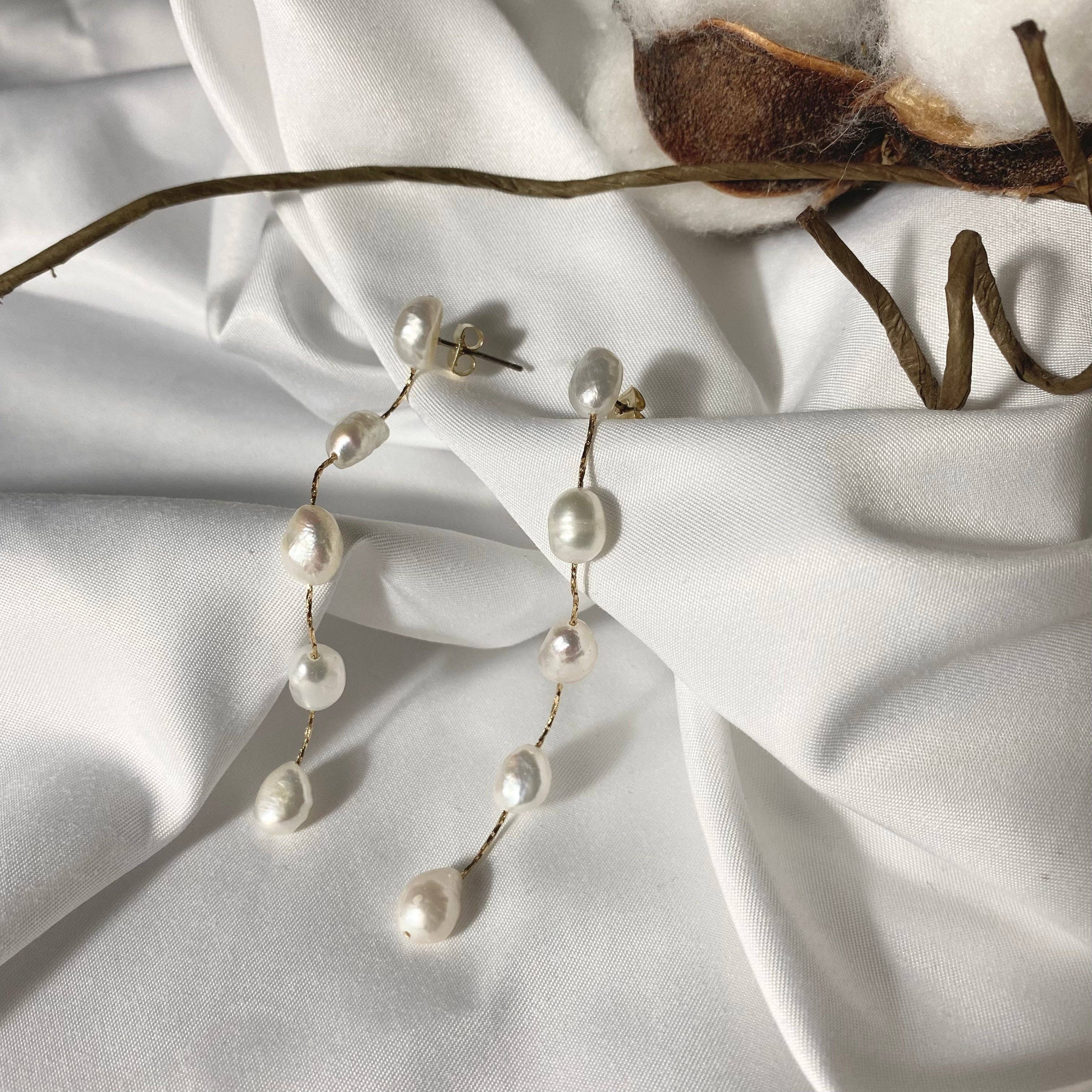 MARMELO - Wholesale Hangende/ronde oorbellen - Lineaire oorbellen met lange druppeltjes in zoetwatercultuur8