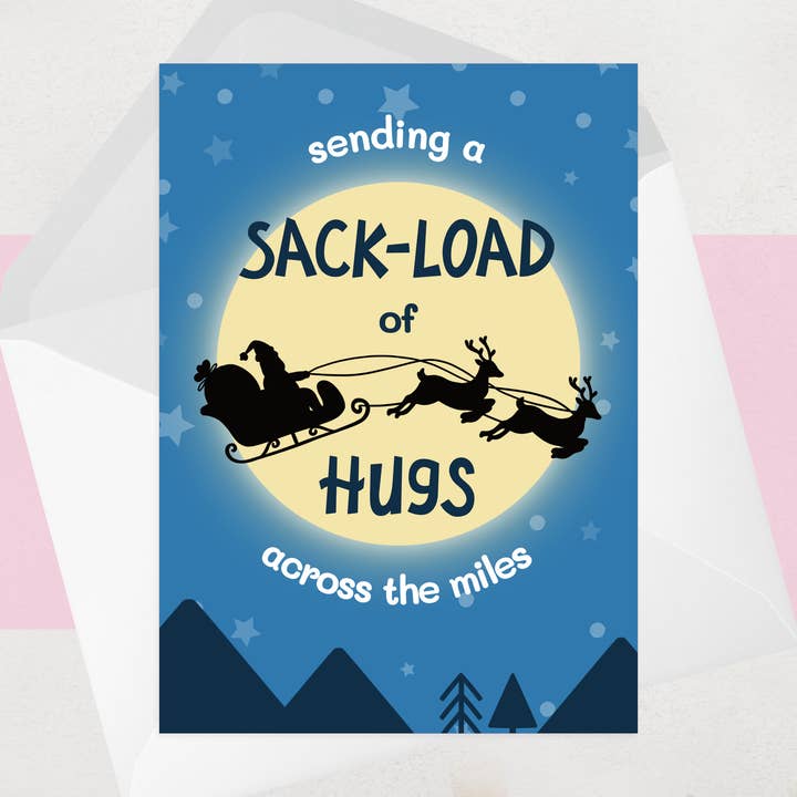 Across the Miles Christmas Card - Heartfelt Hugs Xmas Cards for wholesale by OCD Greeting Cards