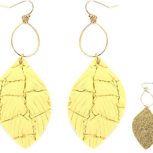 Boucles d'oreilles - Beurre Yel Cuir Métallique pour la vente par Flirt Jewelry
