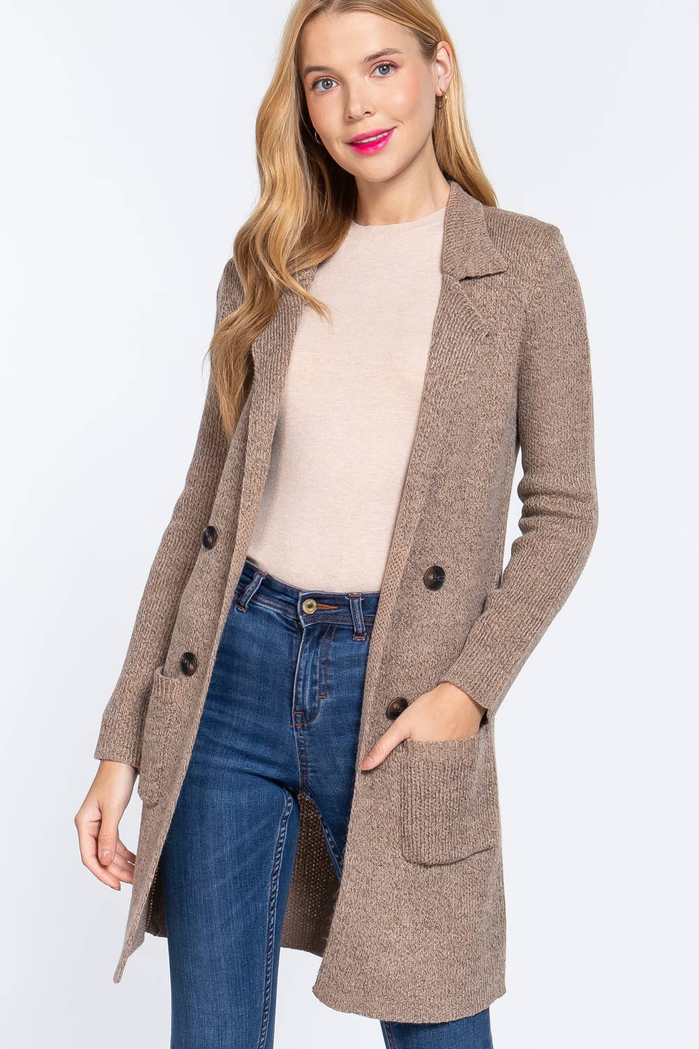 42POPS - Wholesale Peacoat - Dames - ,,._ Getailleerd Dubbelknoops Vestjas Cardiganjas4