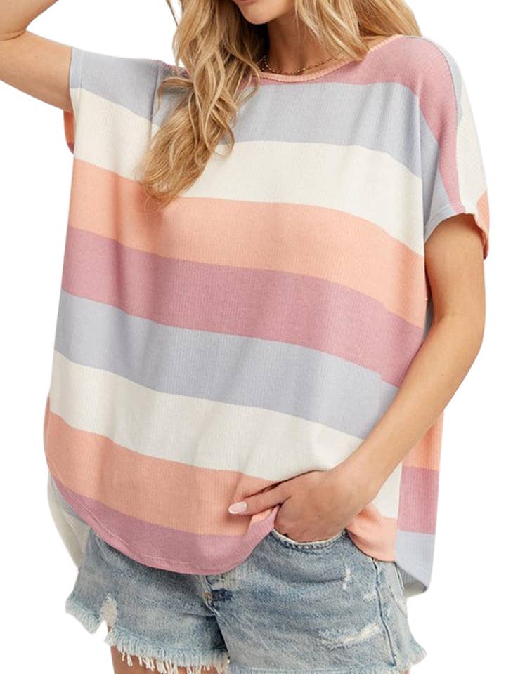 Top oversize à rayures multiples pour la vente par Vanilla Monkey