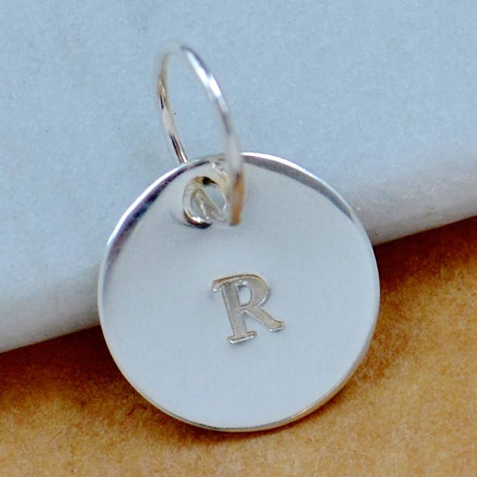 Letter R Charm - initial charm pendant with letter R // 4 fonts for wholesale by Foamy Wader