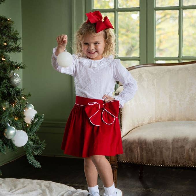 Red Bow kerstrok voor meisjes voor wholesale door Marco and Lizzy