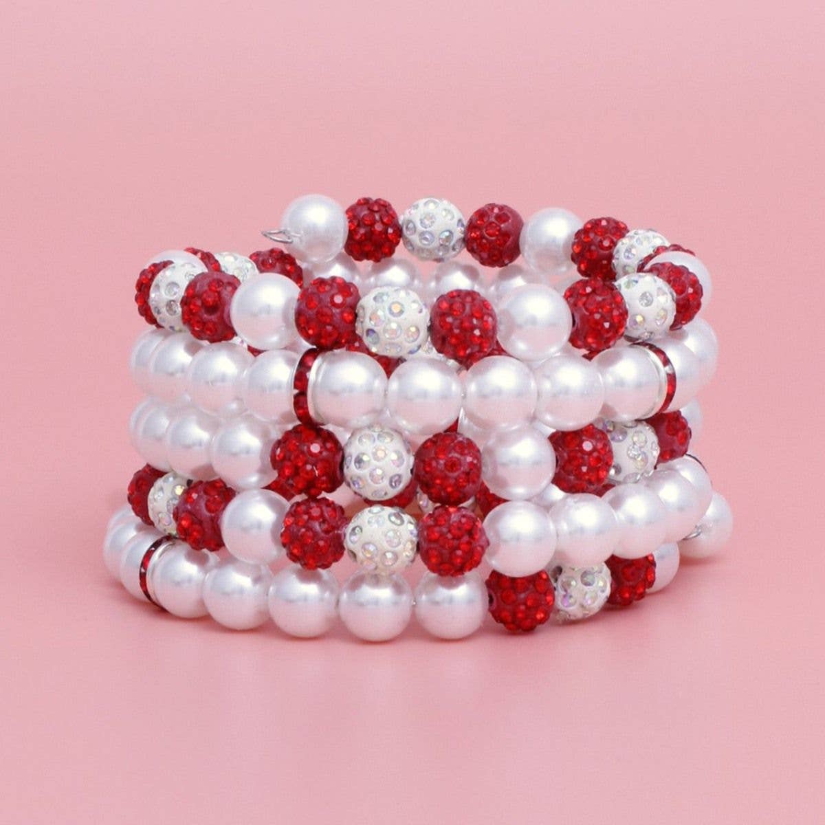 DST White Pearl and Bead Memory Wire Bracelet for wholesale on Faire1