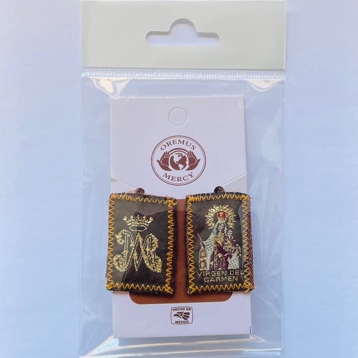 Oremus Mercy - Wholesale Prayer Beads Necklace - Scapular Lady of Mt. Carmel BROWN