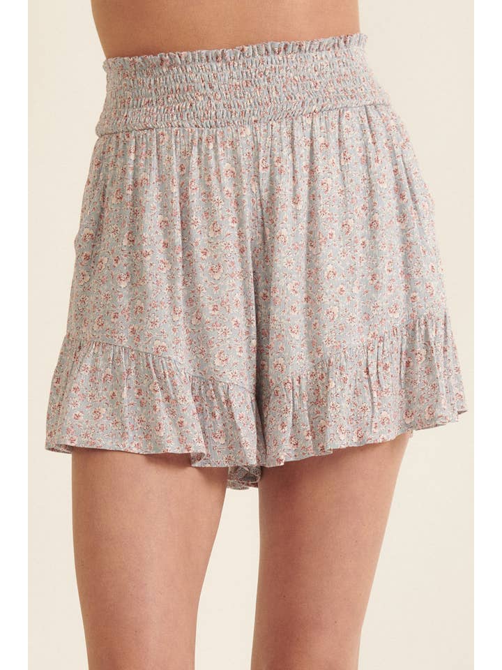Promesa USA - Wholesale Shorts - Women's - Floral Smock Elastic Flared Wide Leg Shorts