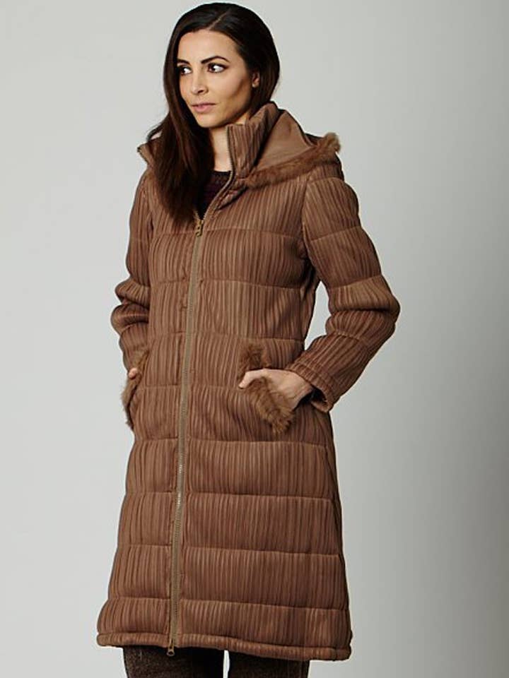 CAMEL HOODED ANORAK WITH FUR for wholesale by Nuria Aymerich