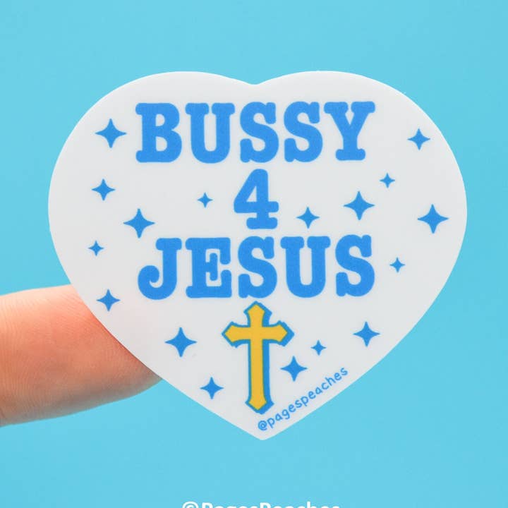 Bussy For Jesus Waterdichte Vinyl Sticker voor wholesale door Page's Peaches