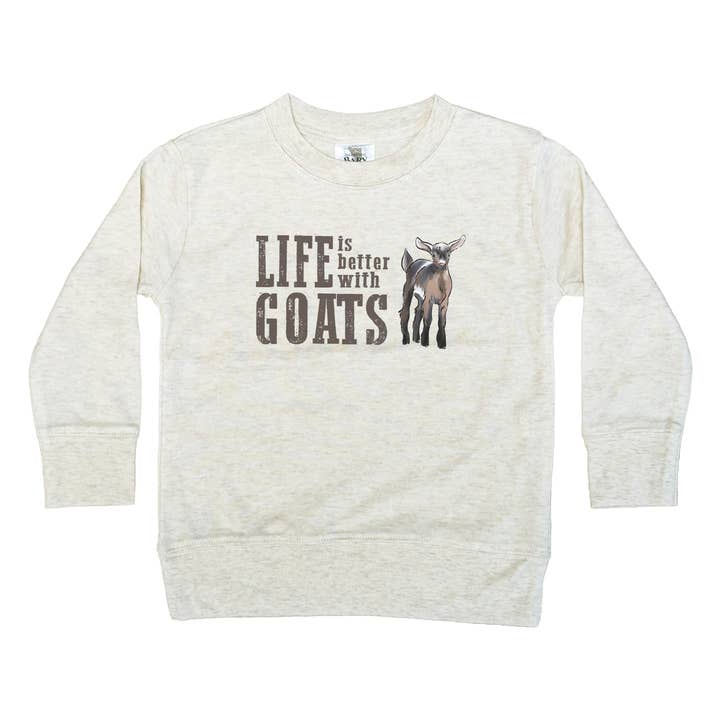 "Life is better with GOATS" Long Sleeve Country Clothing Kid for wholesale by Barefoot Baby