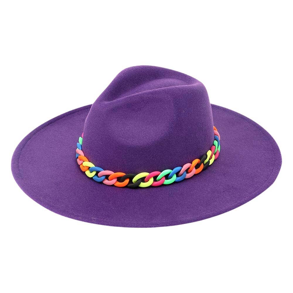 Madeline Love - Wholesale Fedora - Women's - Colorful Chain Accented Solid Panama Hat4