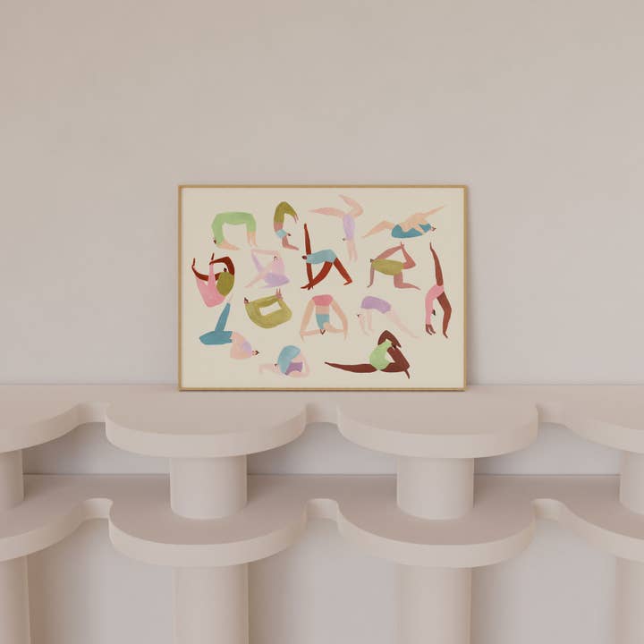 Yoga Ladies Art Print | Mindfulness Wall Art | Boho | Poses for wholesale by Little Black Cat Illustrated Goods